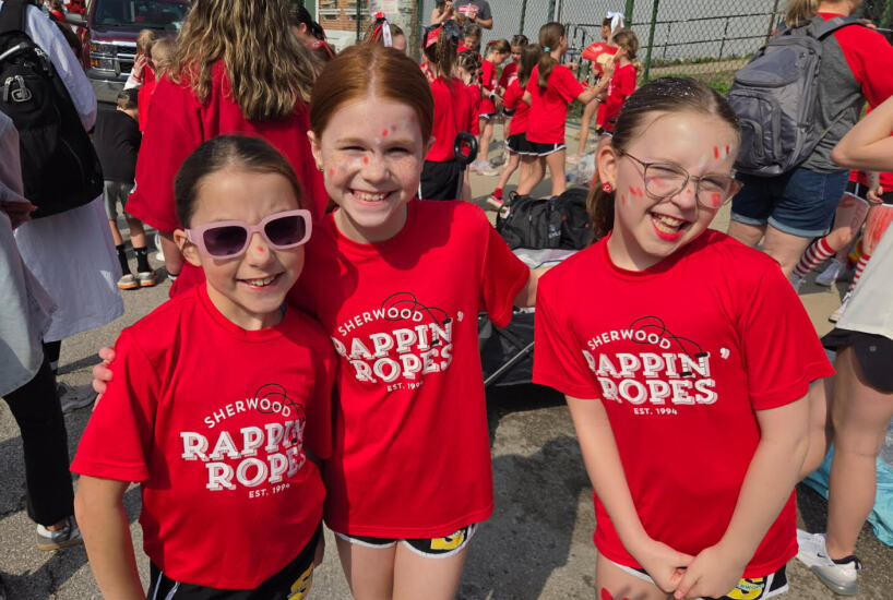 Rappin' ropes students pose for a photo at the Reds opening day parade